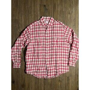 Brooks Brothers Men’s Button Down Shirt Large 100% Linen Red Plaid Long Sleeve